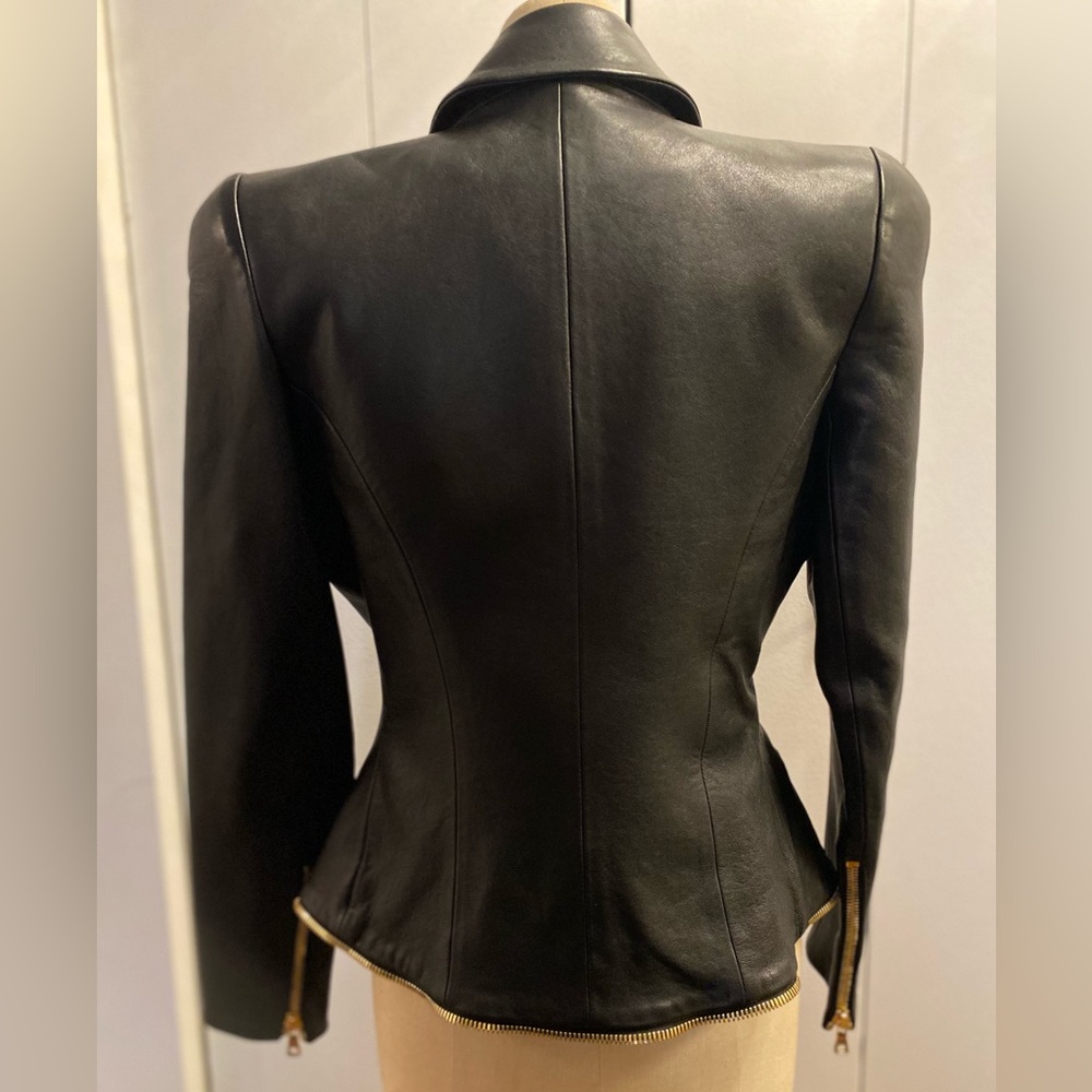 BALMAIN ZIPPER DETAILS LEATHER JACKET IN BLACK - Picture 5 of 16
